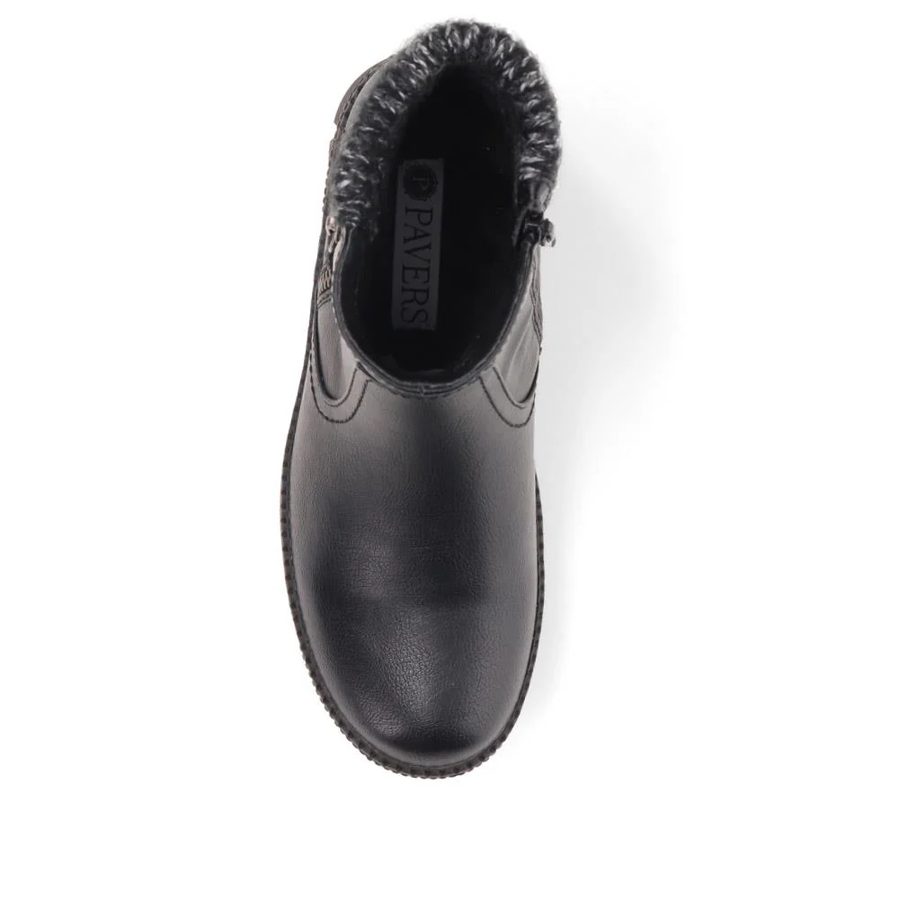 Knitted Cuff Ankle Boots - WBINS40169 / 326 116 - Black - Image 5