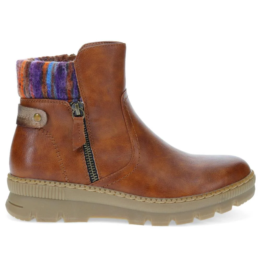 Knitted Cuff Ankle Boots - WBINS40169 / 326 116 - Tan - Image 2