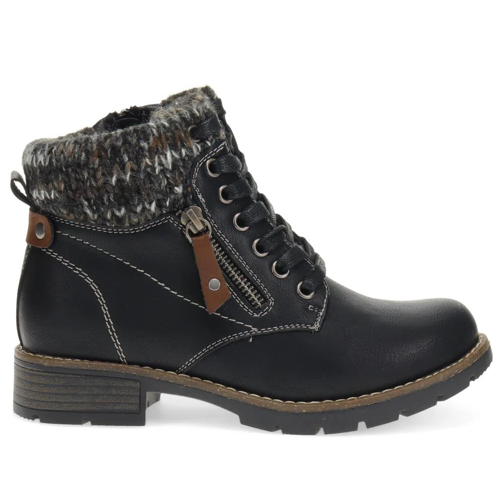 Knitted Cuff Ankle Boots - WBINS40243 / 326 500 - Black - Image 2
