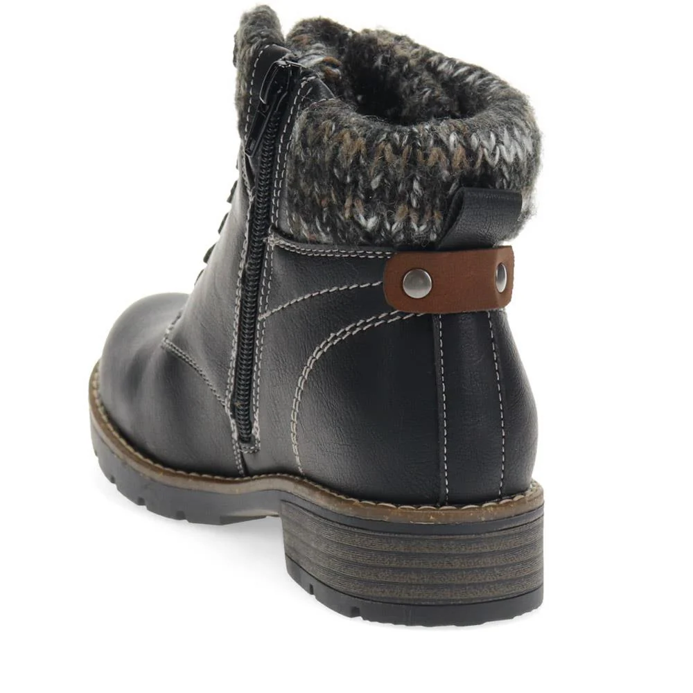 Knitted Cuff Ankle Boots - WBINS40243 / 326 500 - Black - Image 3