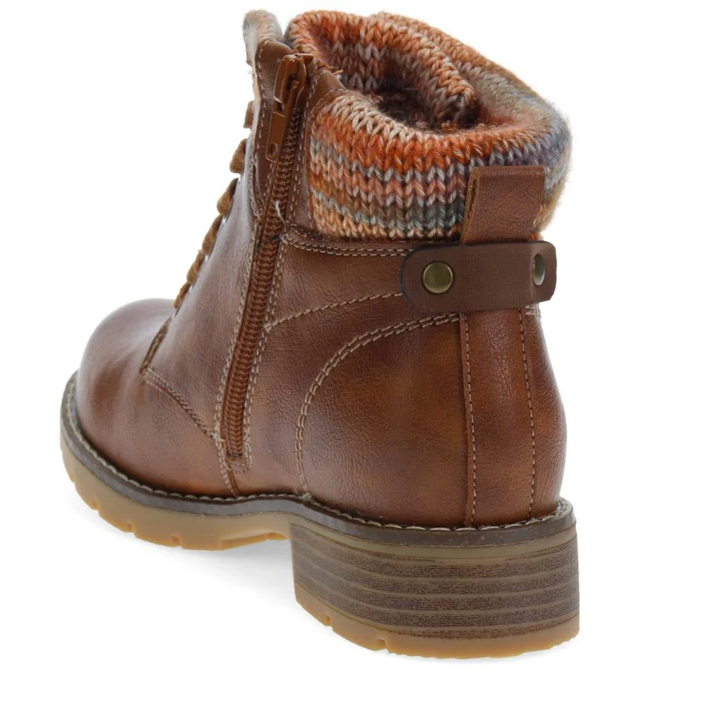 Knitted Cuff Ankle Boots - WBINS40243 / 326 500 - Tan - Image 3