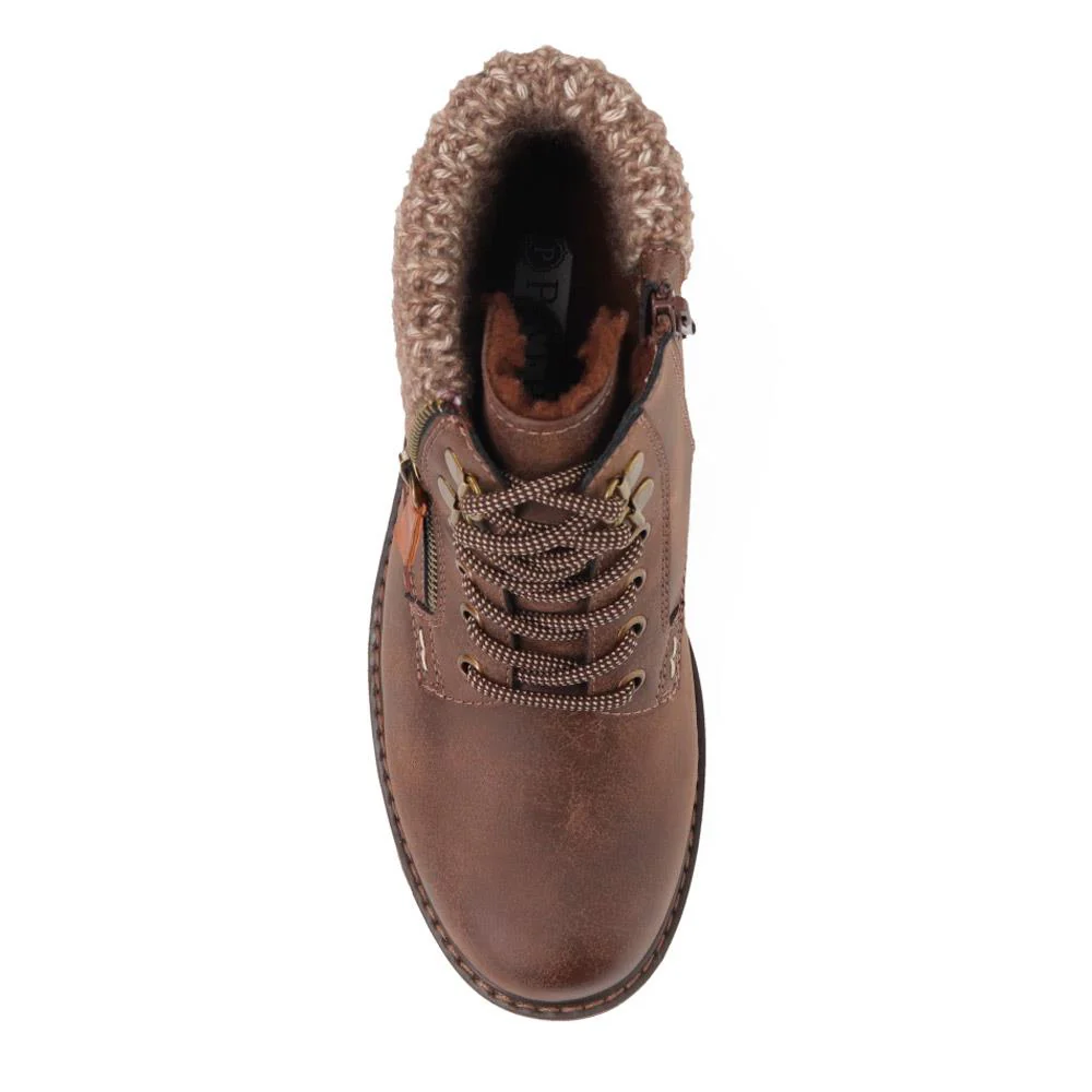 Knitted Cuff Ankle Boots - WBINS40246 / 326 519 - Chocolate - Image 5