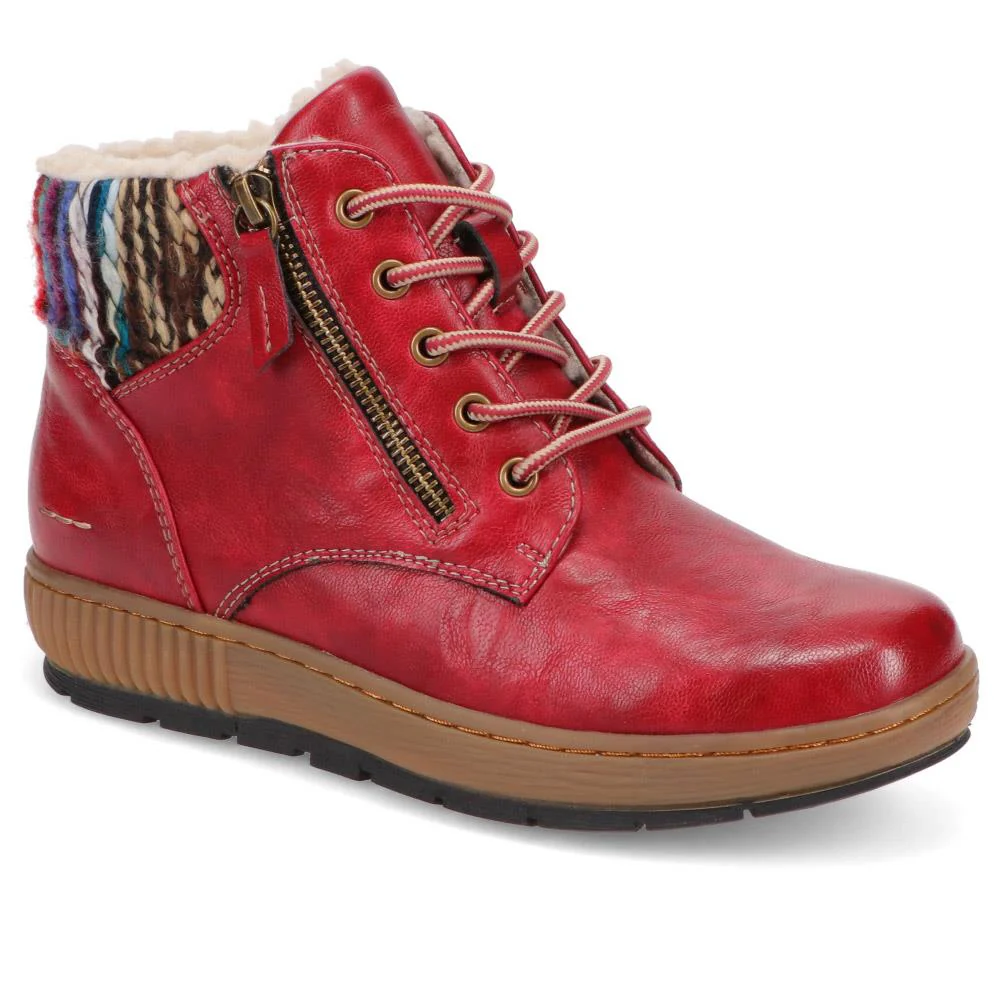 Knitted Cuff Lace-Up Boots - WBINS40121 / 326 403