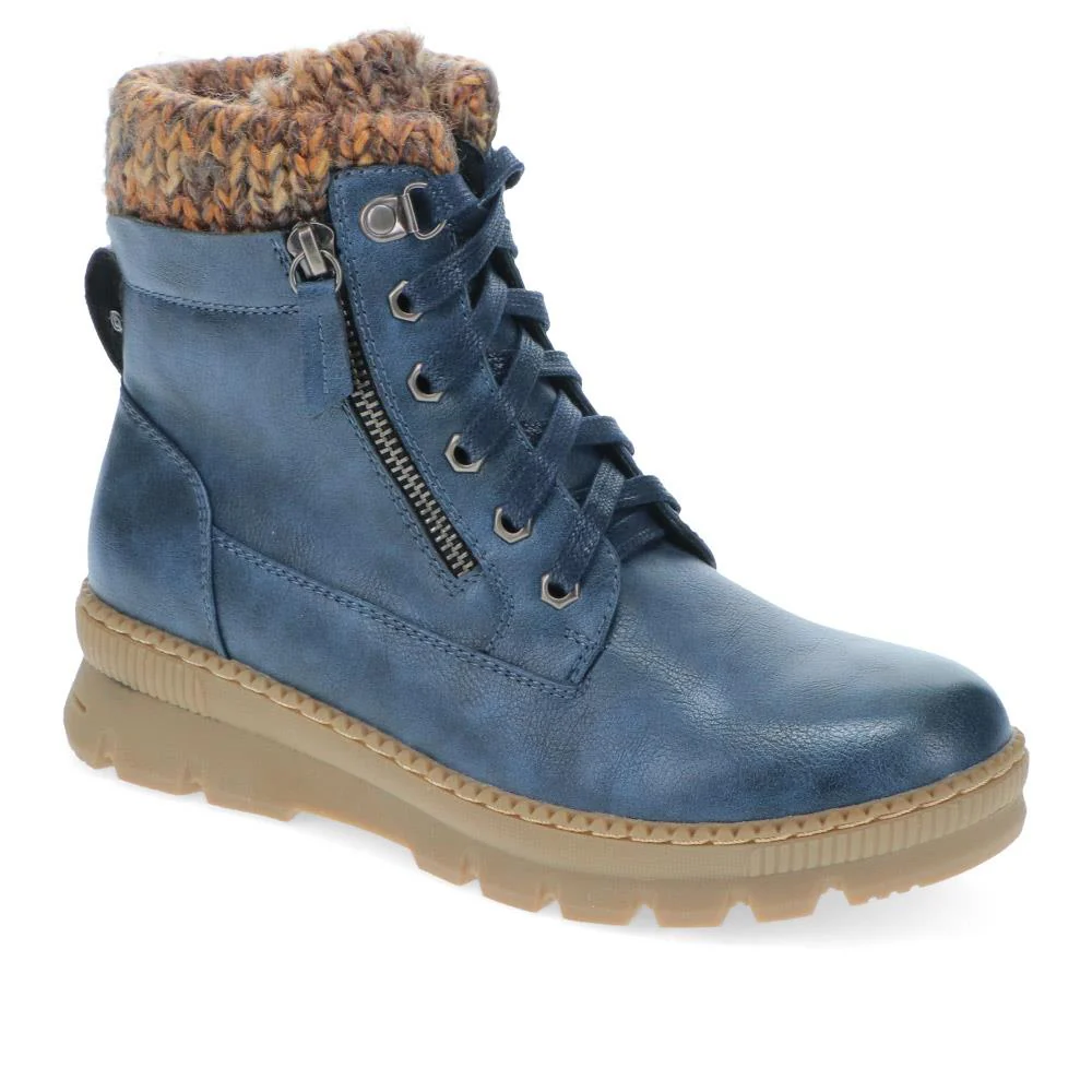 Knitted Cuff Lace-Up Boots - WBINS40171 / 326 117 - Image 2