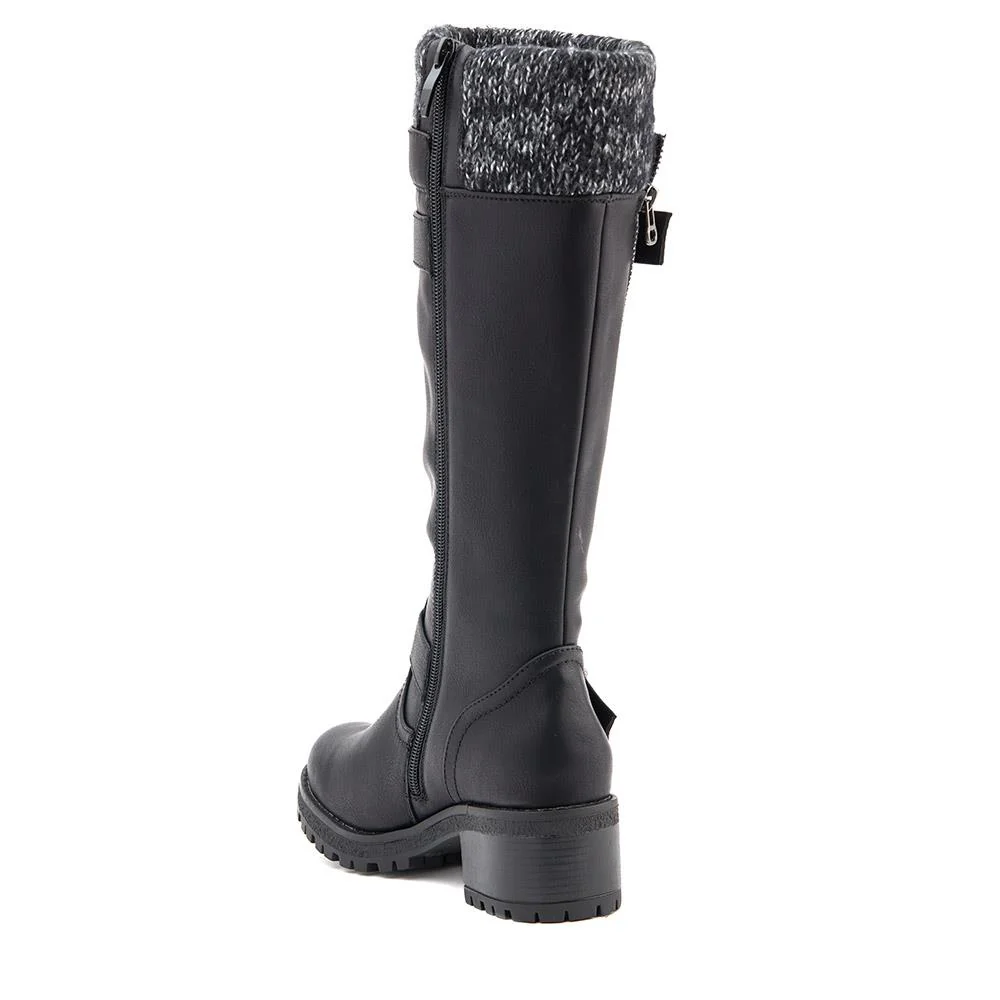 Knitted Cuff Long Boots - WOIL40011 / 326 108 - Black - Image 3
