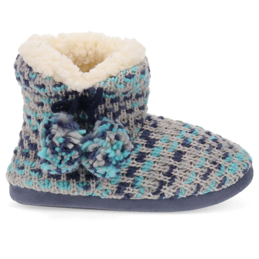 Knitted Faux-Fur-Lined Booties - GALOP40009 / 326 026 - Grey Multi - Image 2