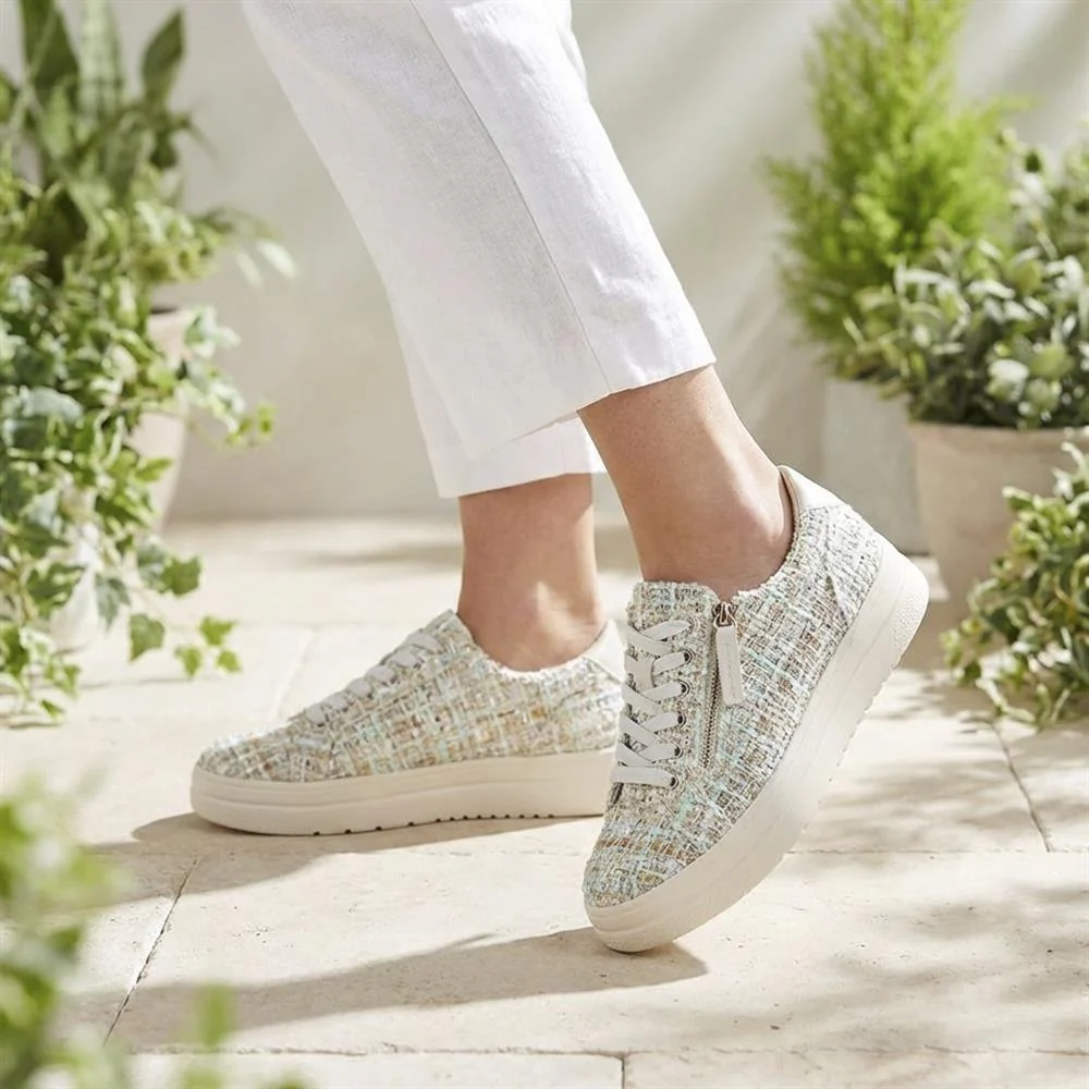 Knitted Zip & Lace Fasten Trainers - WBINS43002 / 328 883 - Beige Multi - Image 2