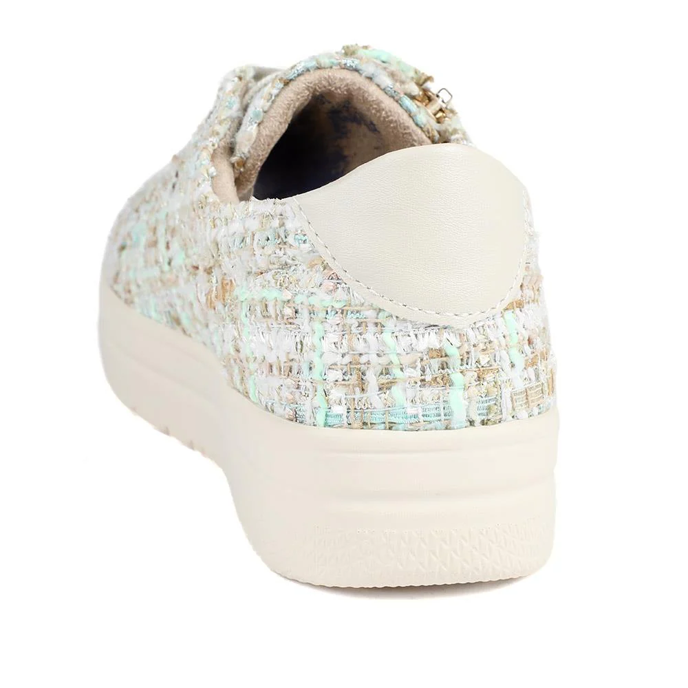 Knitted Zip & Lace Fasten Trainers - WBINS43002 / 328 883 - Beige Multi - Image 4