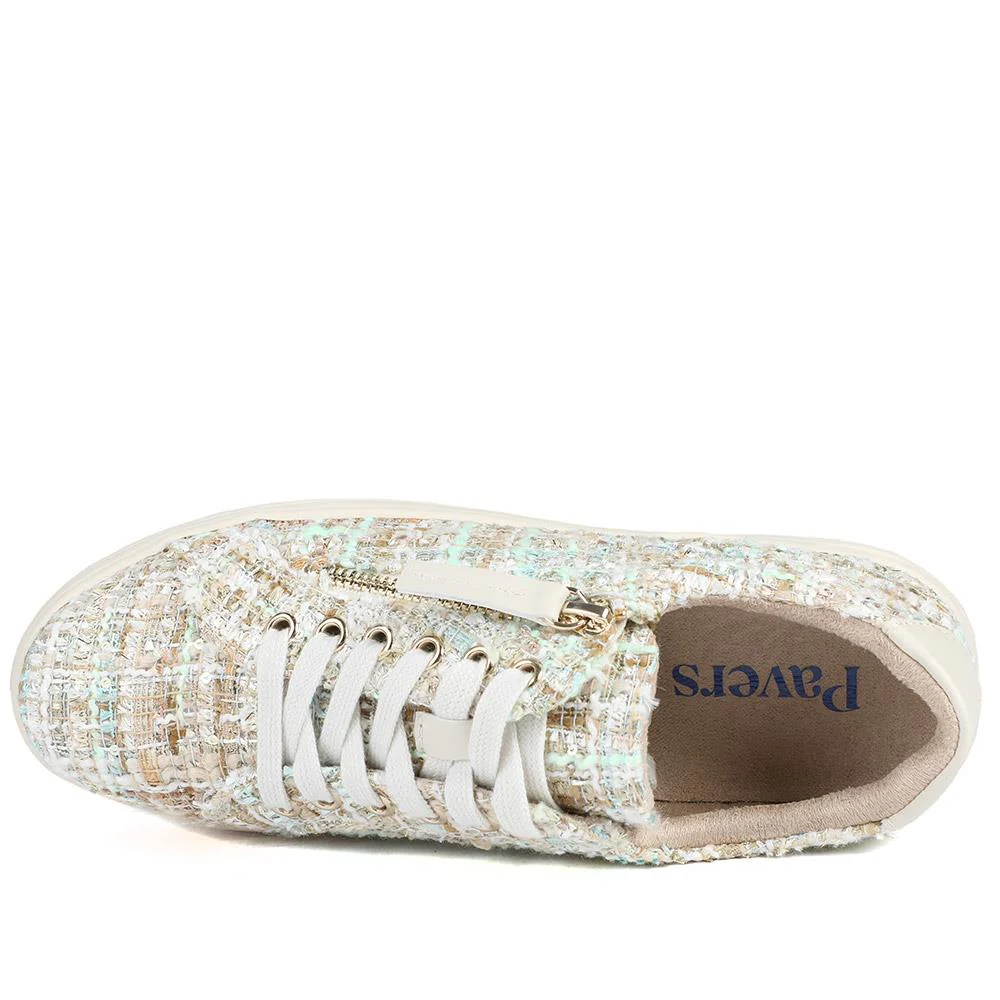 Knitted Zip & Lace Fasten Trainers - WBINS43002 / 328 883 - Beige Multi - Image 5