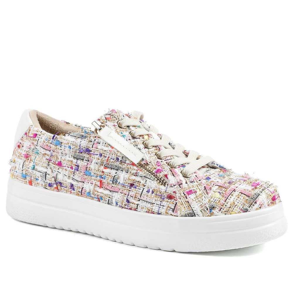 Knitted Zip & Lace Fasten Trainers - WBINS43002 / 328 883 - Multi