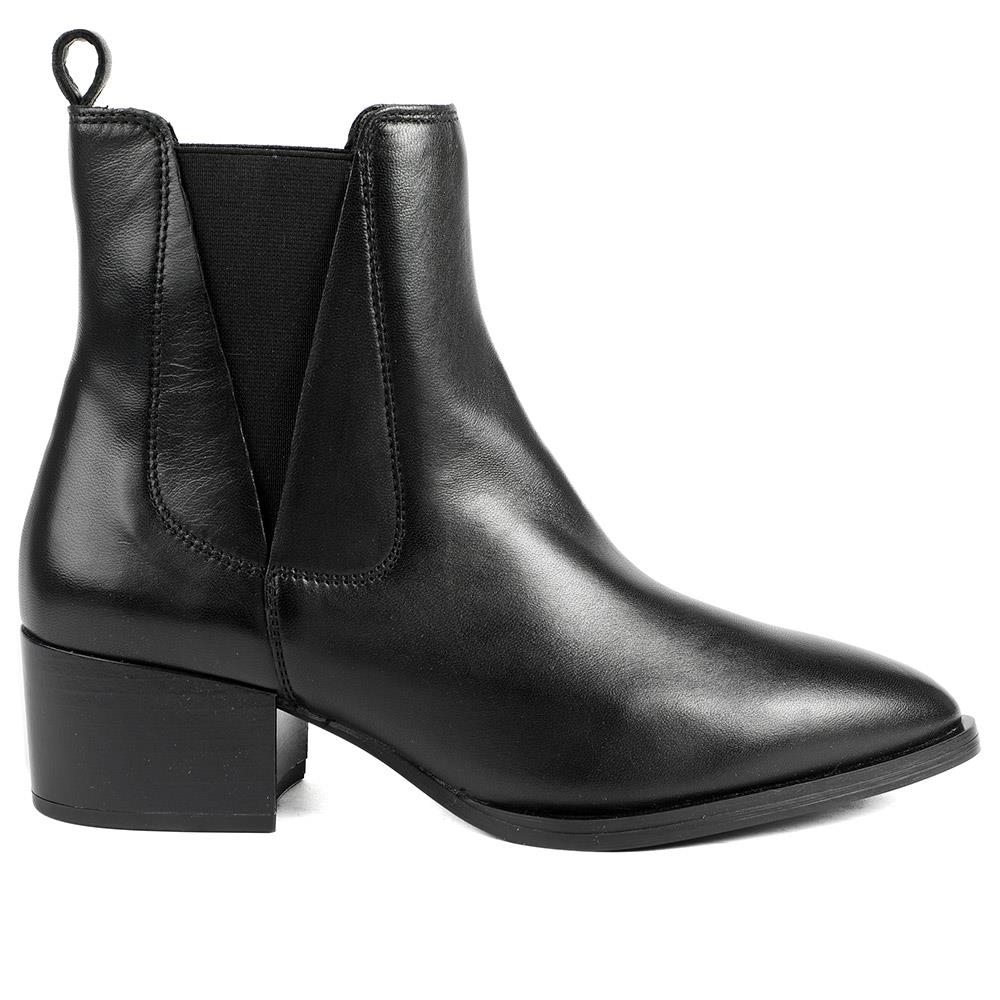 Kori Leather Blocked-Heeled Chelsea Boots - KORI / 328 086 - Black Leather - Image 3