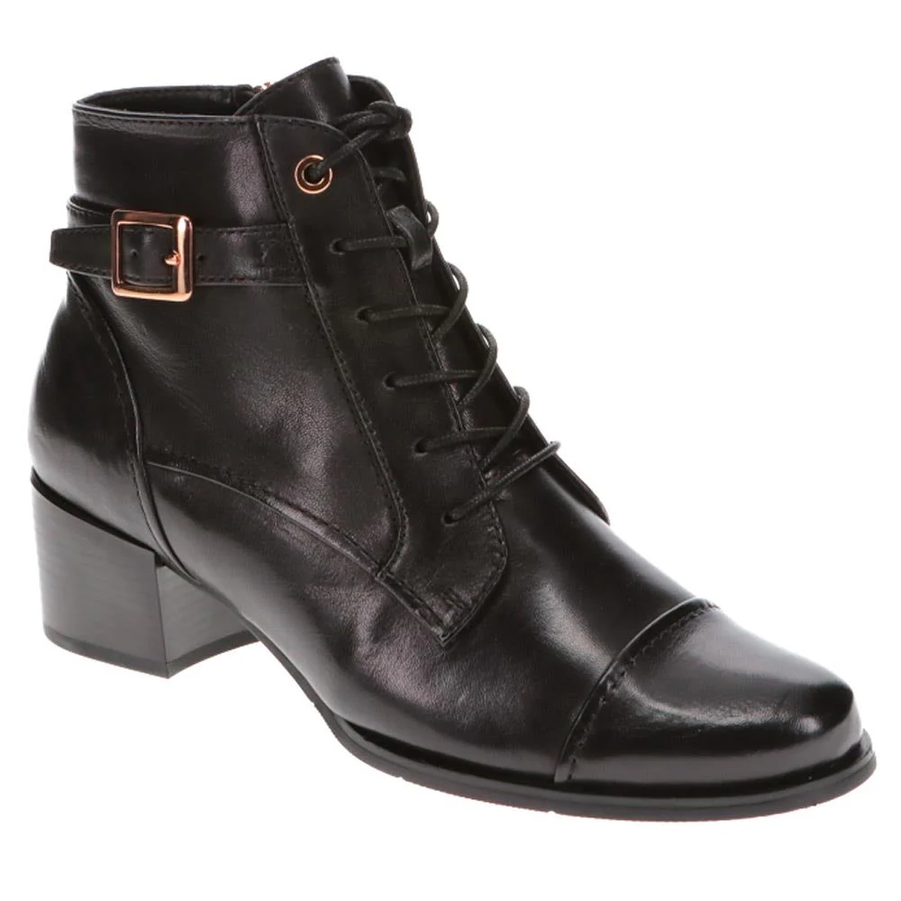 Kyndall Heeled Leather Boots - KYNDALL / 326 129 - Black