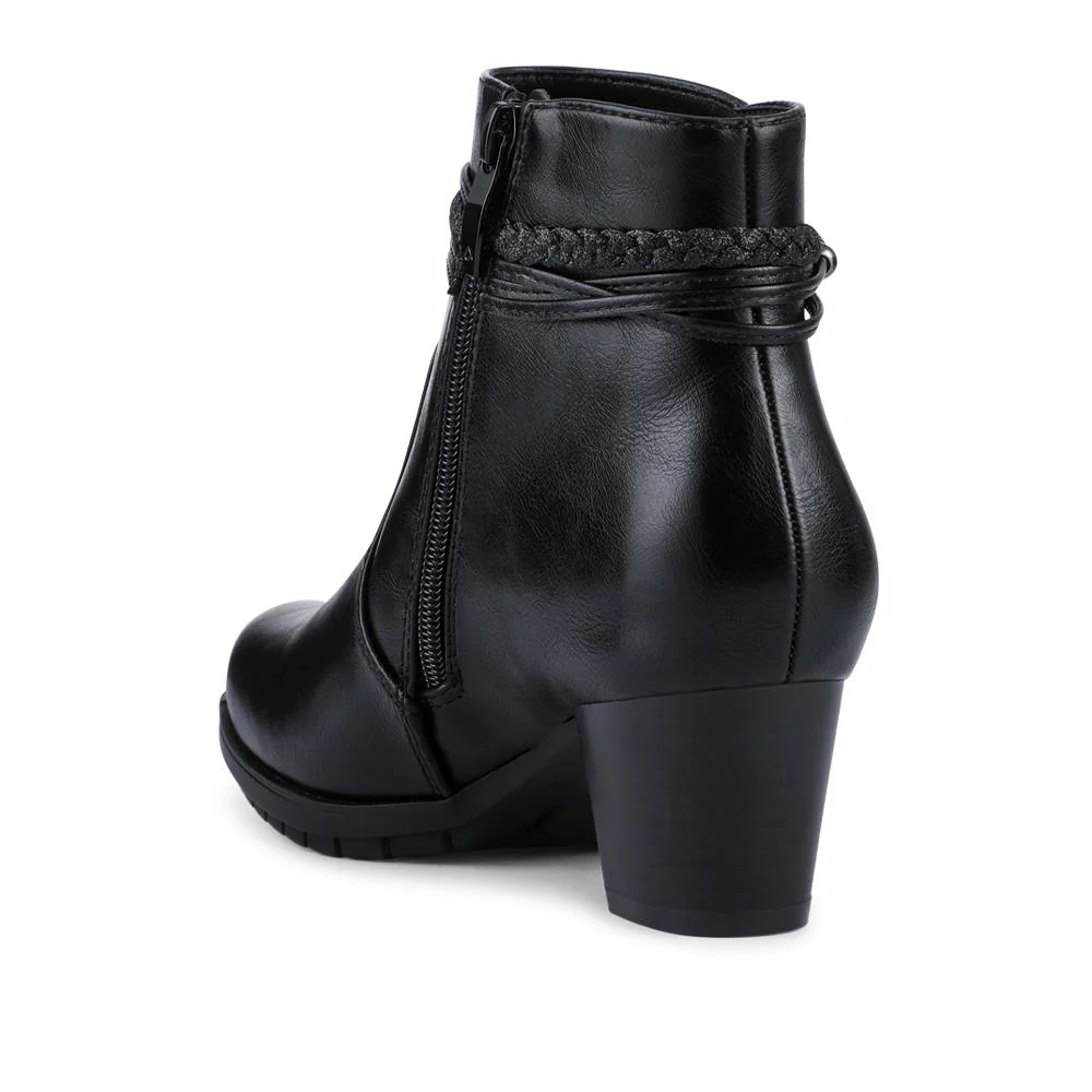 Lace-Detailed Heeled Ankle Boots - WOIL40039 / 326 351 - Black - Image 3