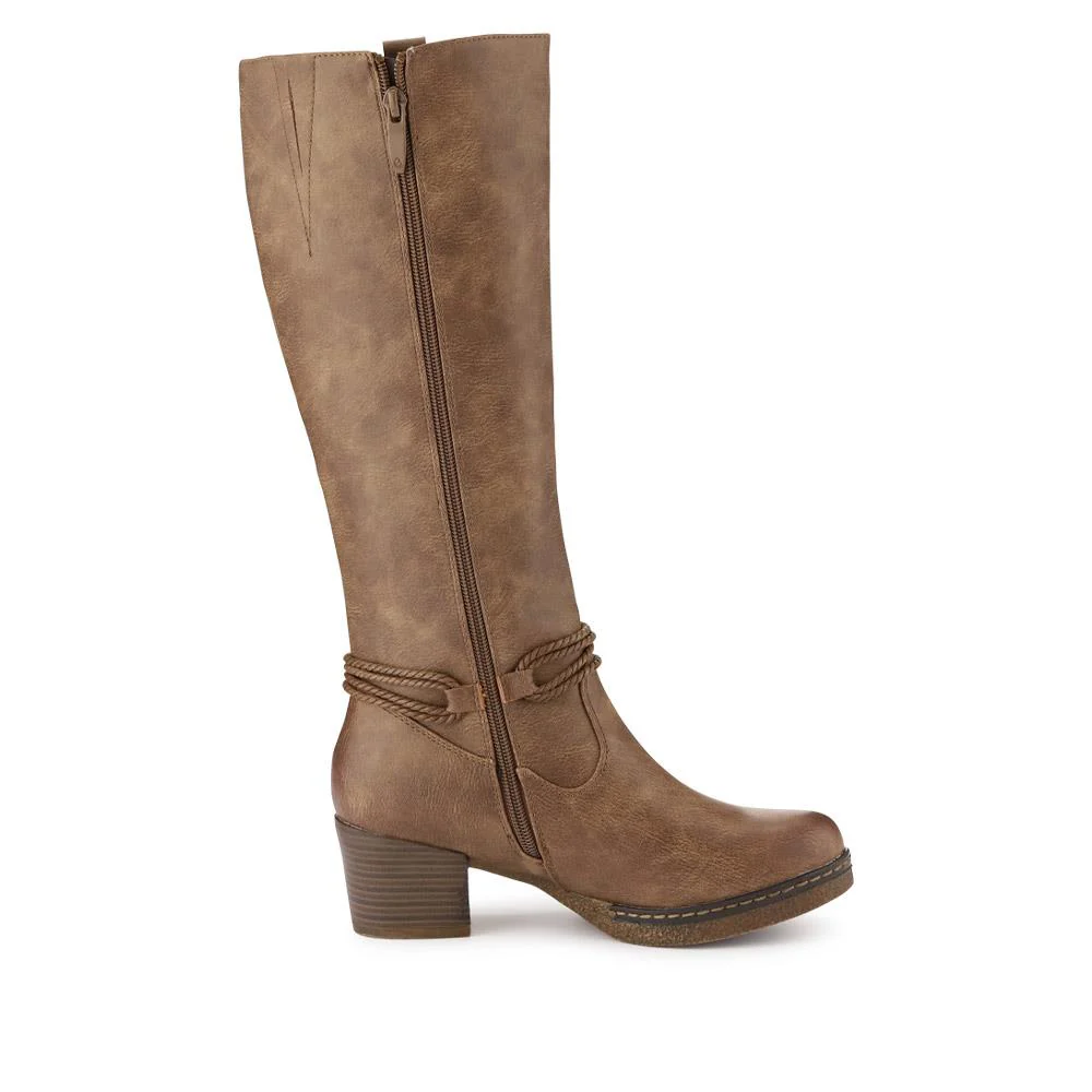 Lace-Detailed Long Boots - WOIL40013 / 325 915 - Taupe - Image 2