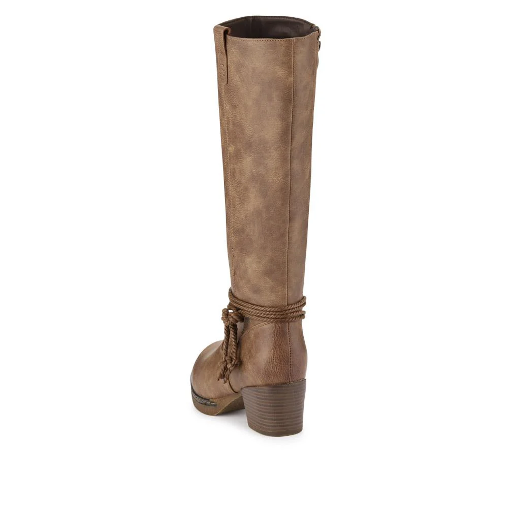 Lace-Detailed Long Boots - WOIL40013 / 325 915 - Taupe - Image 3