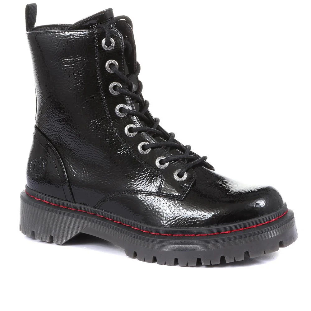 Lace-Up Ankle Boots - BUG34513 / 320 892 - Black Patent