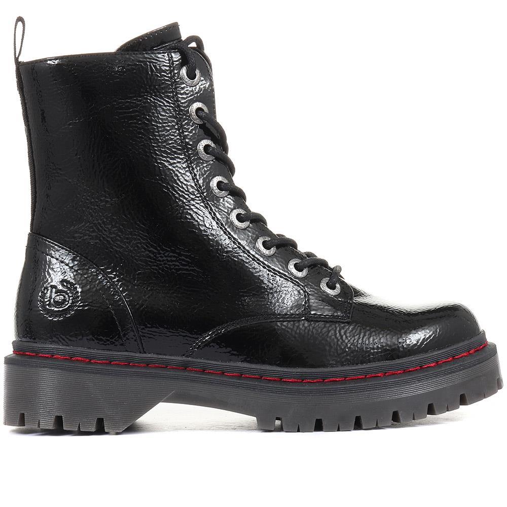 Lace-Up Ankle Boots - BUG34513 / 320 892 - Black Patent - Image 2