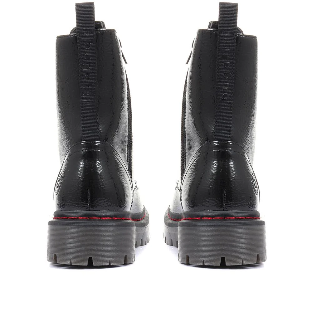 Lace-Up Ankle Boots - BUG34513 / 320 892 - Black Patent - Image 3