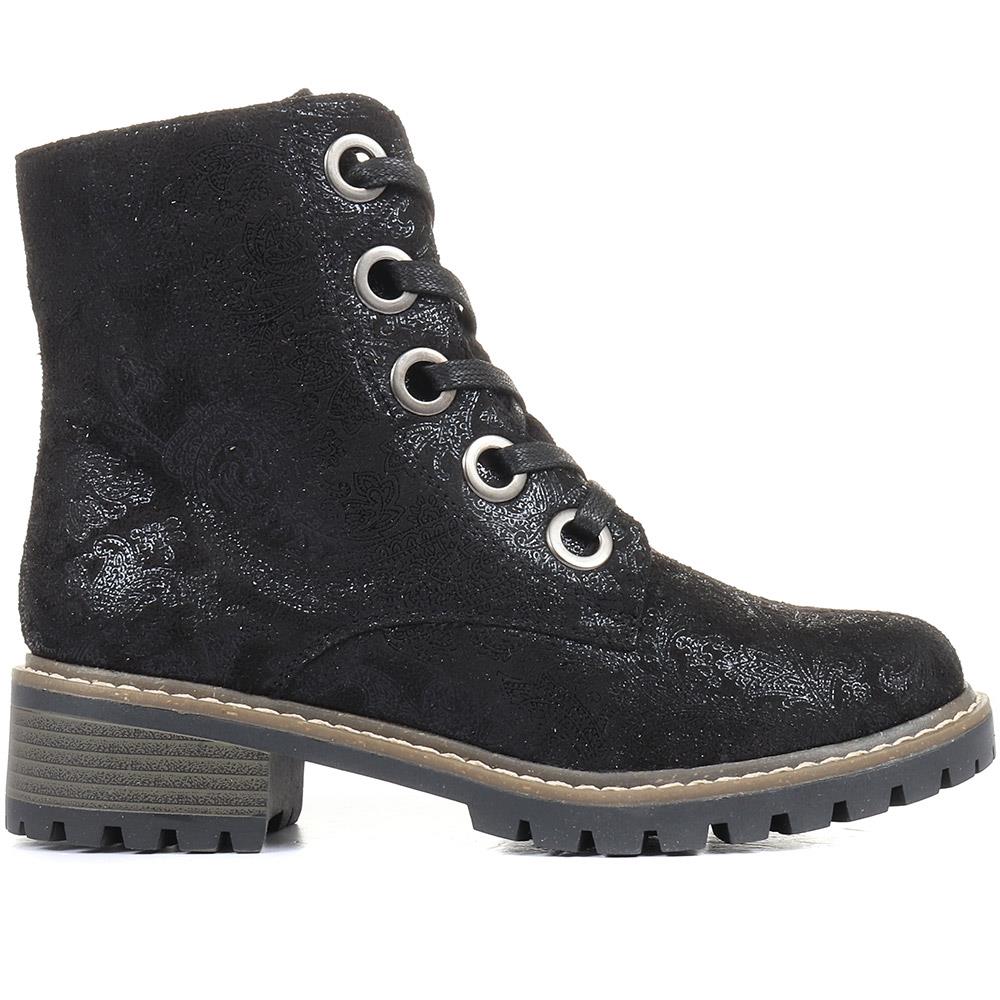 Lace-Up Ankle Boots - WBINS34007 / 320 582 - Black Floral - Image 2