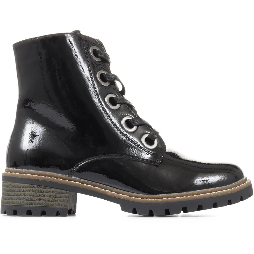 Lace-Up Ankle Boots - WBINS34007 / 320 582 - Black Patent - Image 2
