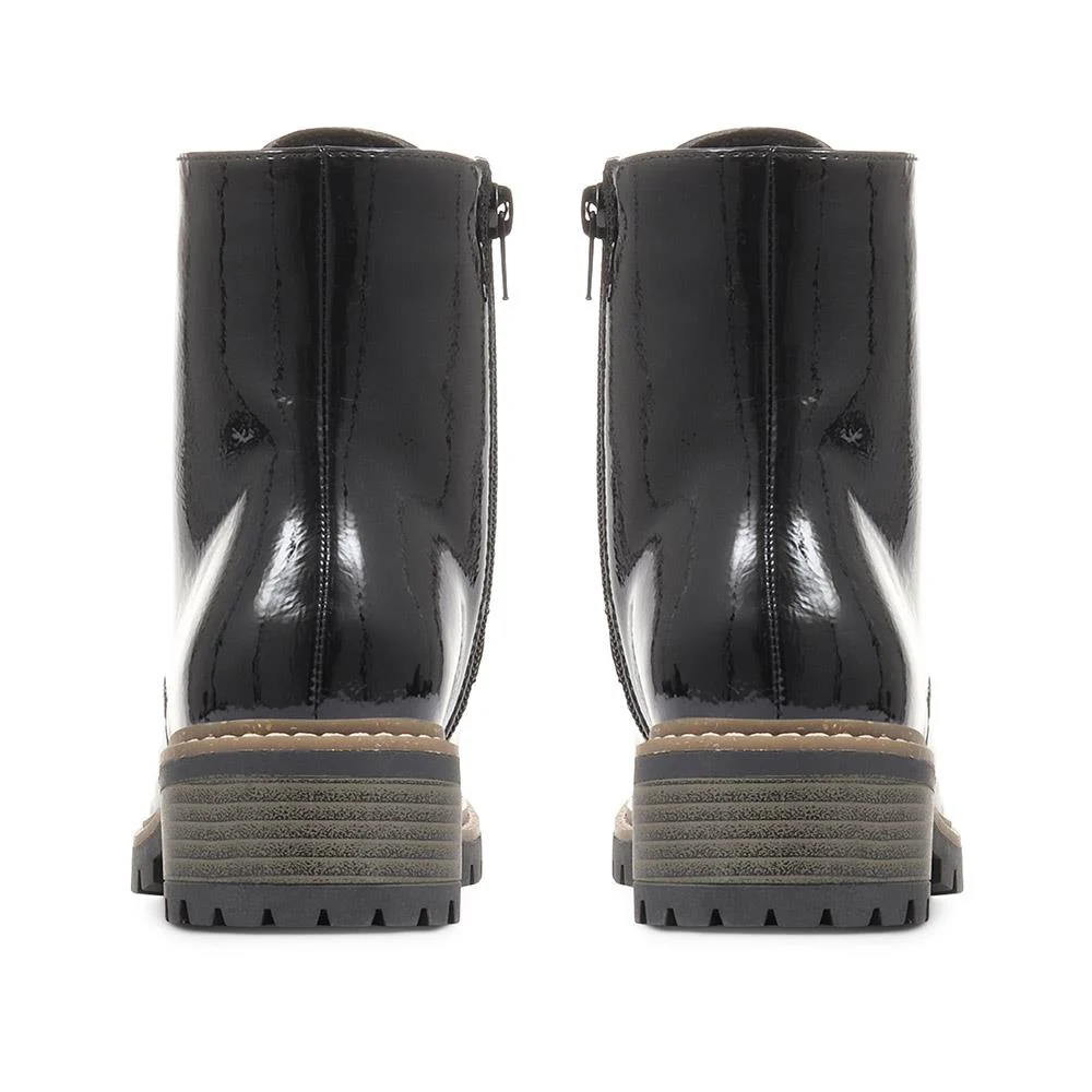 Lace-Up Ankle Boots - WBINS34007 / 320 582 - Black Patent - Image 3