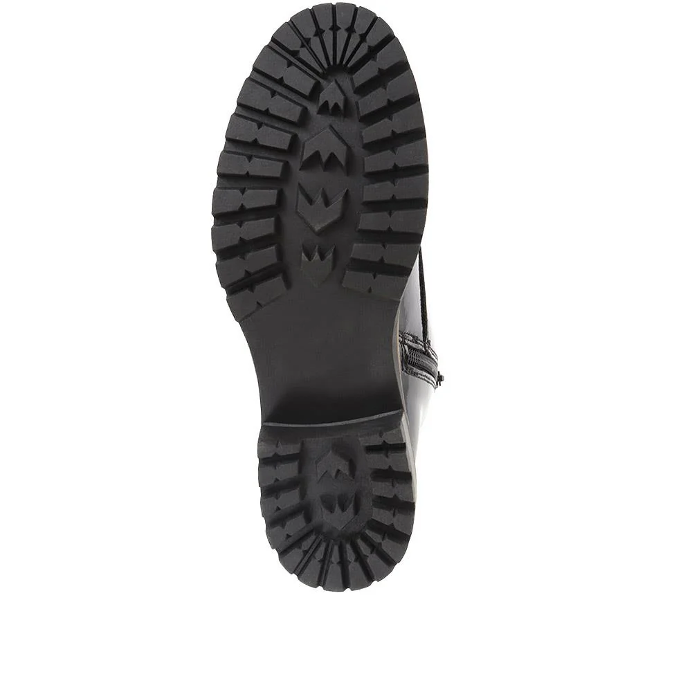 Lace-Up Ankle Boots - WBINS34007 / 320 582 - Black Patent - Image 5