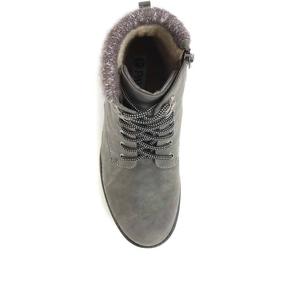 Lace-Up Ankle Boots - WBINS34111 / 320 459 - Grey - Image 4