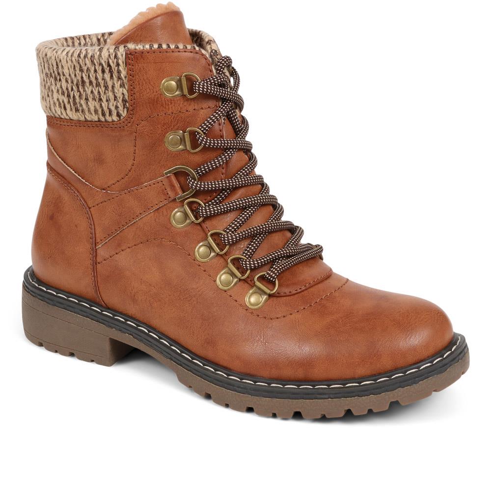 Lace-Up Ankle Boots - WBINS38094 / 324 208 - Tan