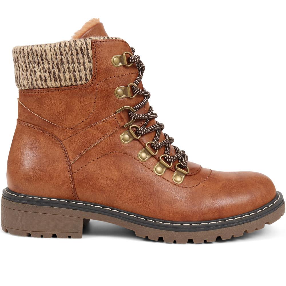 Lace-Up Ankle Boots - WBINS38094 / 324 208 - Tan - Image 2