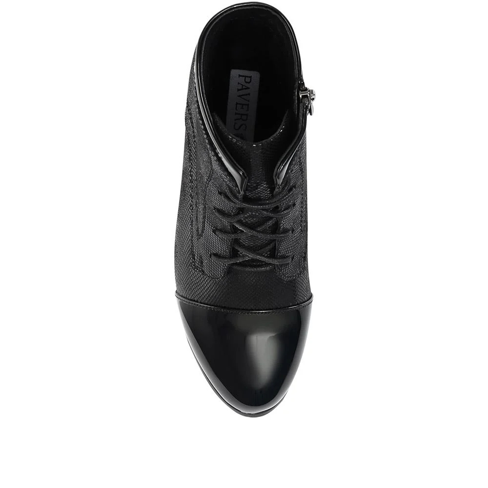 Wide Fit Lace-Up Ankle Boots - WLIG28002 / 313 125 - Black - Image 7