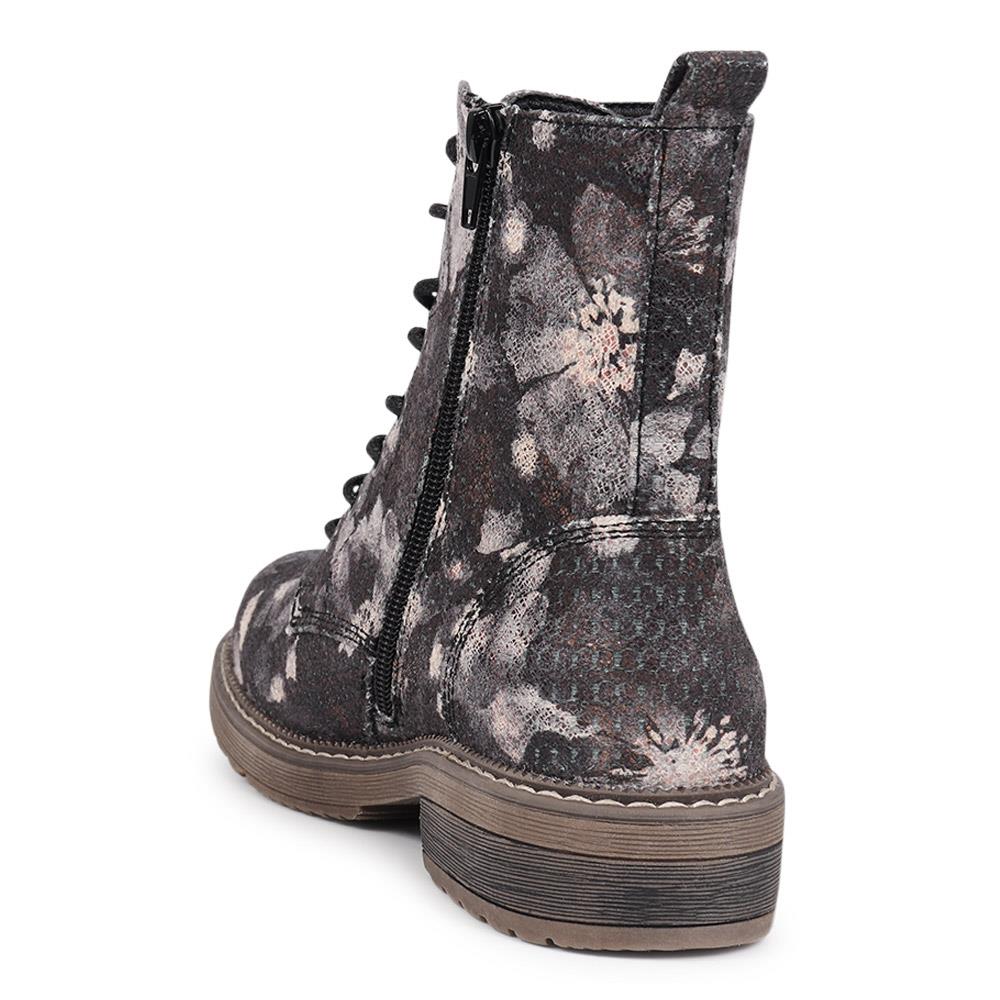Lace-Up Boots - PINYI40009 / 326 032 - Black Floral - Image 3