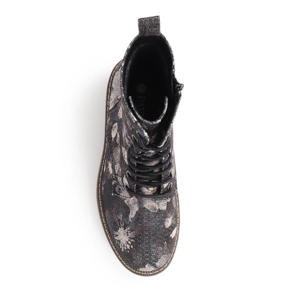 Lace-Up Boots - PINYI40009 / 326 032 - Black Floral - Image 4