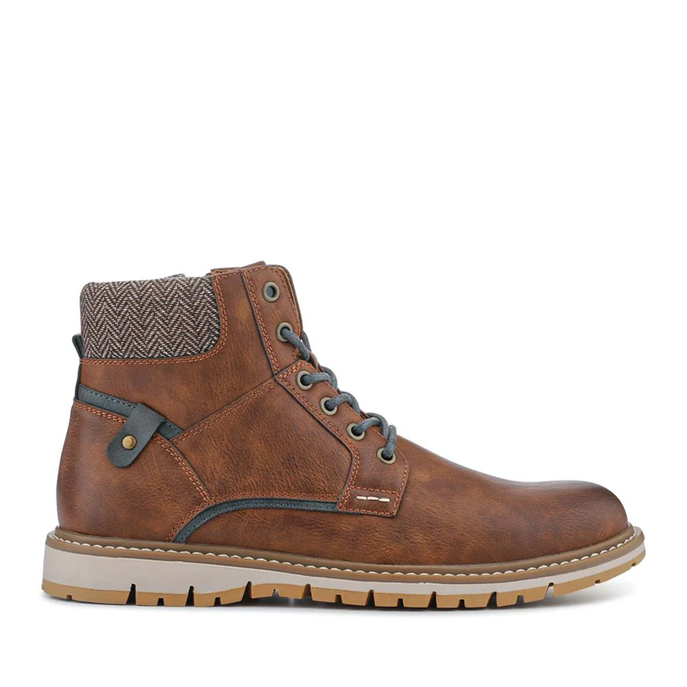 Lace Up Boots With Fabric Cuff - WOIL42026 / 327 955 - Tan - Image 2