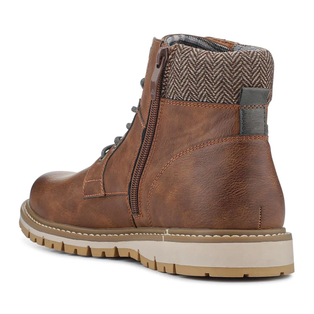 Lace Up Boots With Fabric Cuff - WOIL42026 / 327 955 - Tan - Image 3