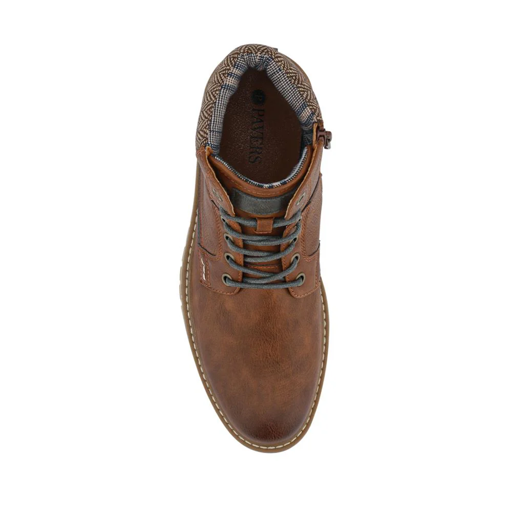 Lace Up Boots With Fabric Cuff - WOIL42026 / 327 955 - Tan - Image 4