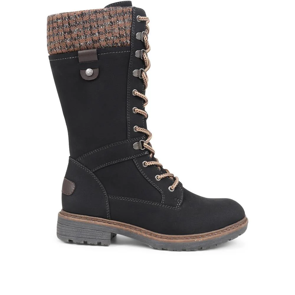 Lace-Up Calf Boots - BRK38009 / 324 531 - Black - Image 2