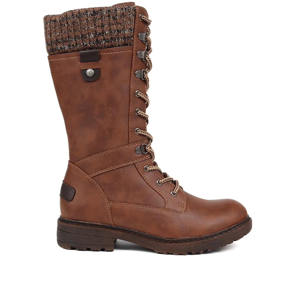 Lace-Up Calf Boots - BRK38009 / 324 531 - Tan - Image 2