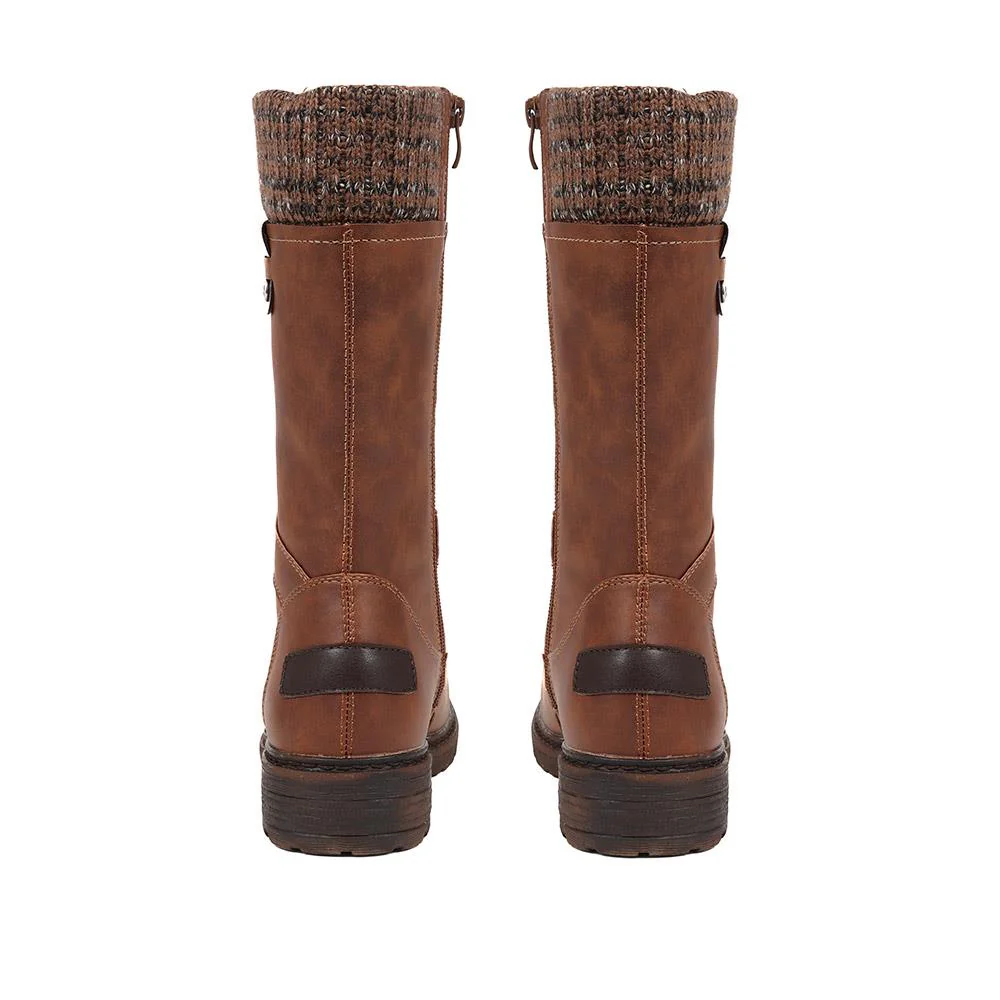 Lace-Up Calf Boots - BRK38009 / 324 531 - Tan - Image 3