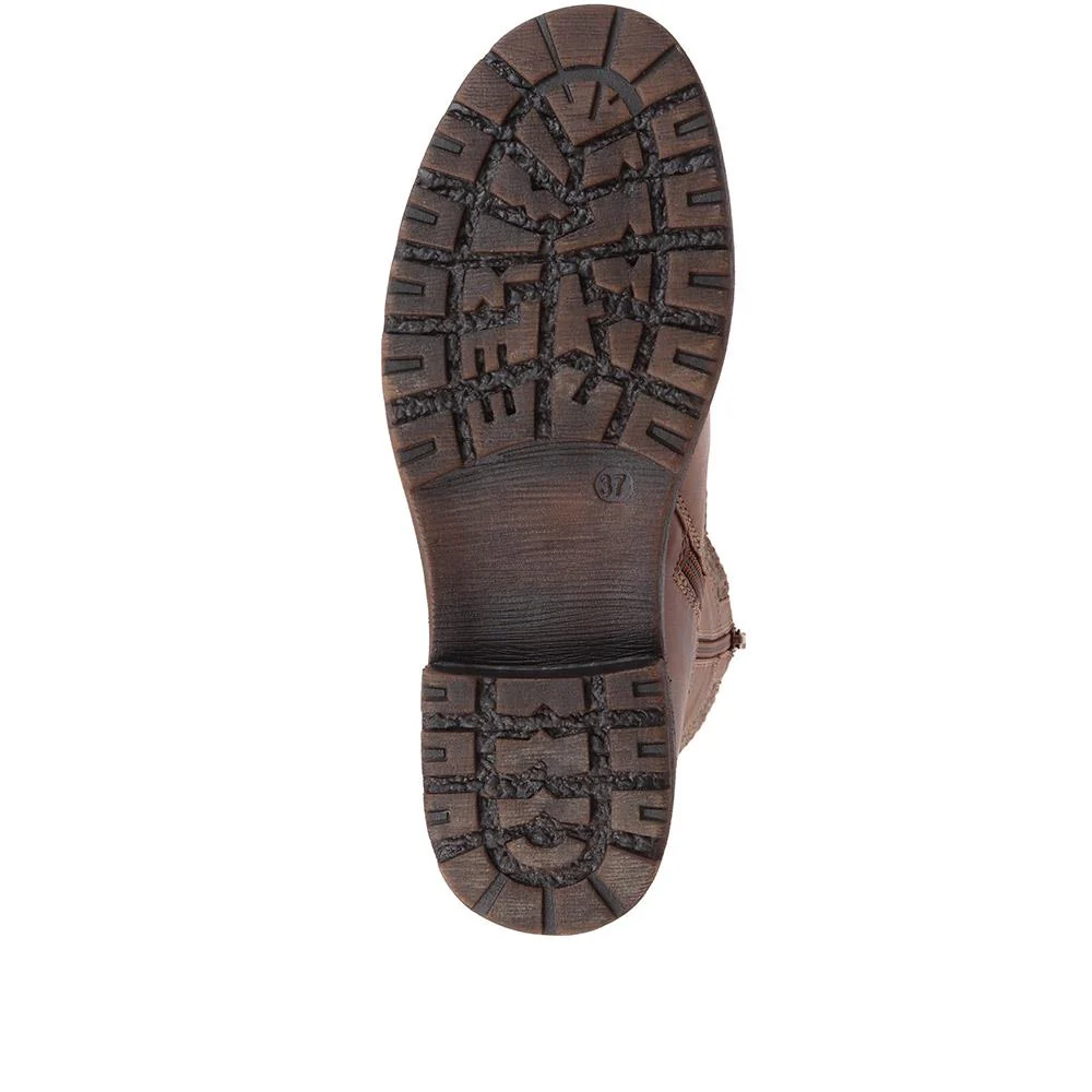 Lace-Up Calf Boots - BRK38009 / 324 531 - Tan - Image 4