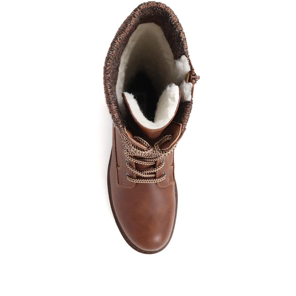 Lace-Up Calf Boots - BRK38009 / 324 531 - Tan - Image 5