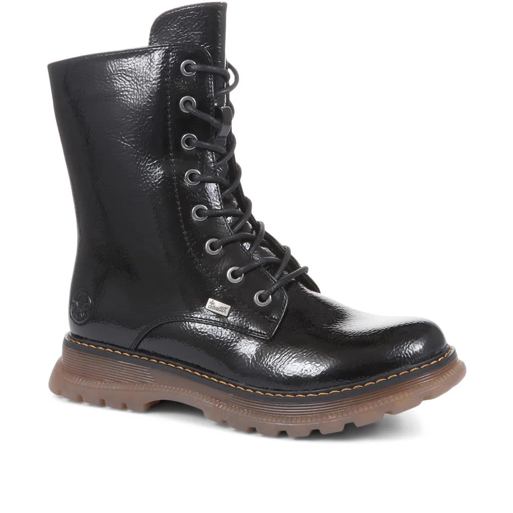 Lace-Up Calf Boots - RKR35545 / 322 017 - Black Patent