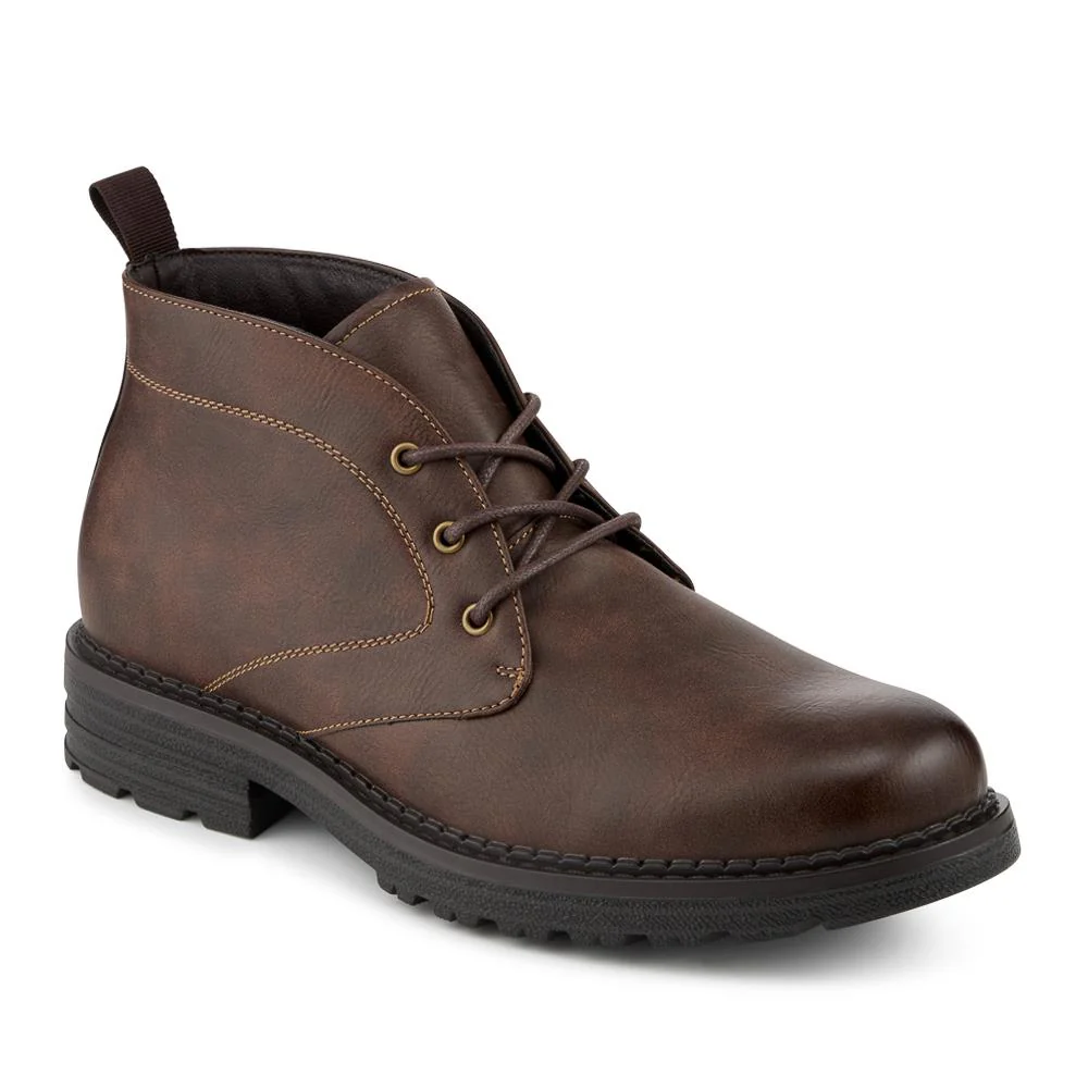 Lace Up Casual Block Heel Chukka Boots - XINGH42005 / 328 164 - Brown