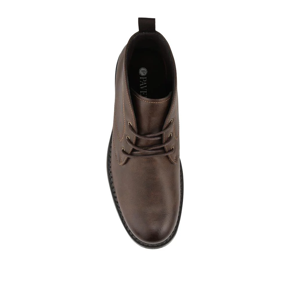 Lace Up Casual Block Heel Chukka Boots - XINGH42005 / 328 164 - Brown - Image 4