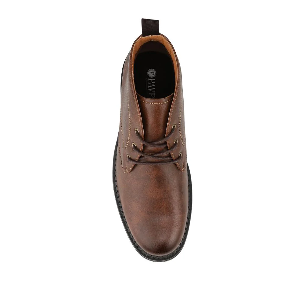 Lace Up Casual Block Heel Chukka Boots - XINGH42005 / 328 164 - Tan - Image 4