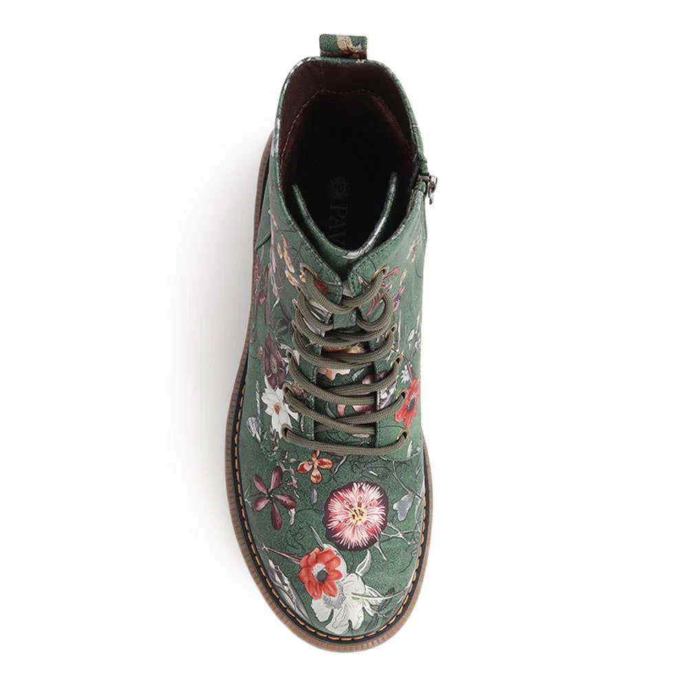 Lace-Up Floral Boots - PINYI40011 / 326 033 - Green Floral - Image 5