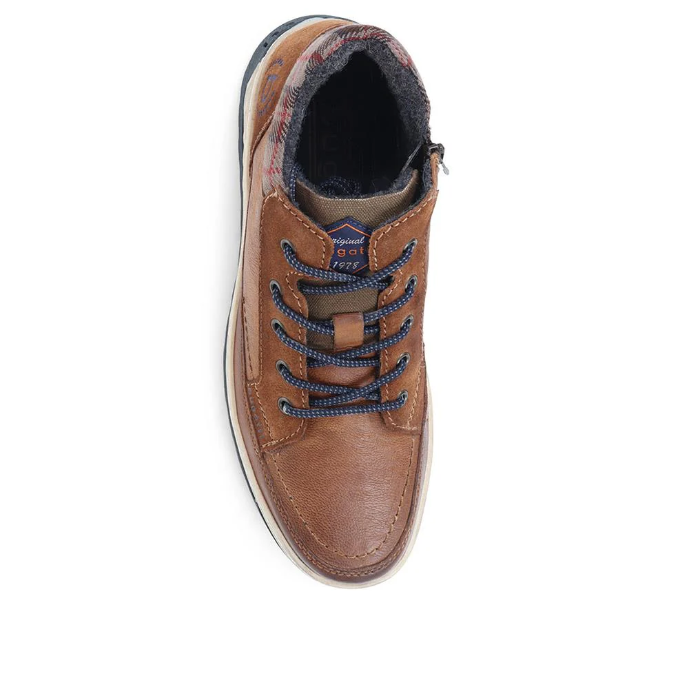 Lace up Leather Ankle Boots - BUG36507 / 322 881 - Cognac - Image 4