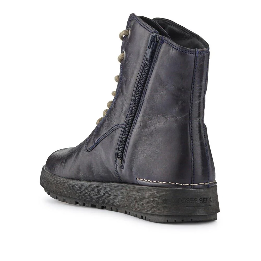 Lace-Up Leather Ankle Boots - JOSEF40513 / 326 497 - Navy - Image 3
