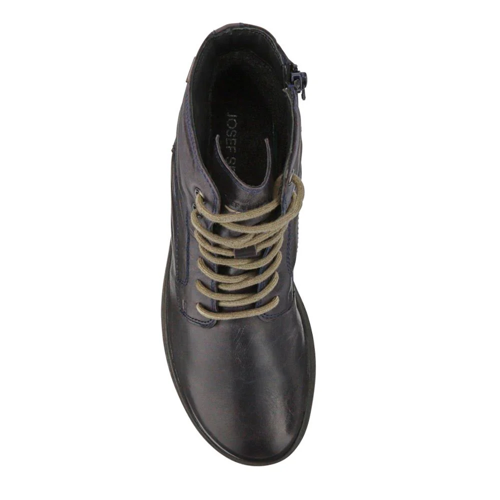 Lace-Up Leather Ankle Boots - JOSEF40513 / 326 497 - Navy - Image 4