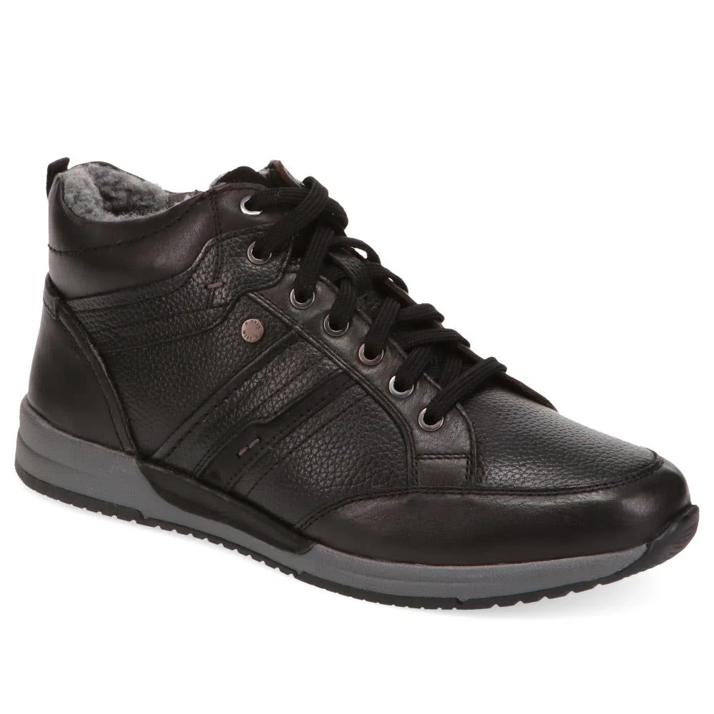 Lace-Up Leather Ankle Boots - PARK40052 / 325 809 - Black