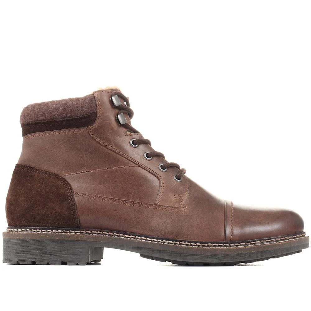 Lace-Up Leather Ankle Boots - RNB36025 / 322 755 - Dark Brown - Image 2